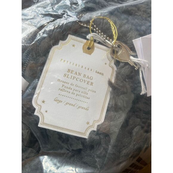 Pottery Barn Teen Sherpa Charcoal Bean Bag Chair Slipcover Large - Picture 5 of 7